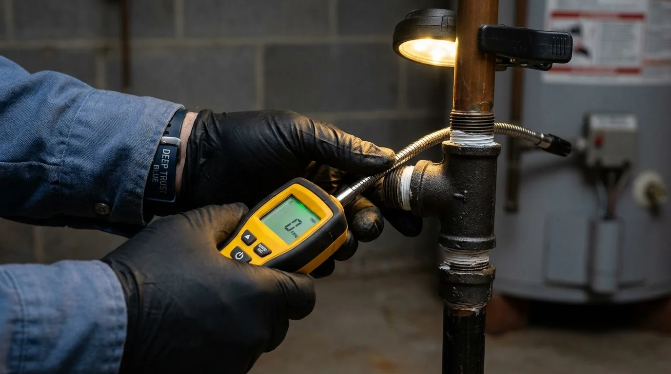 Gas leak detection with electronic sniffer by Johns Plumbing LLC in Chino