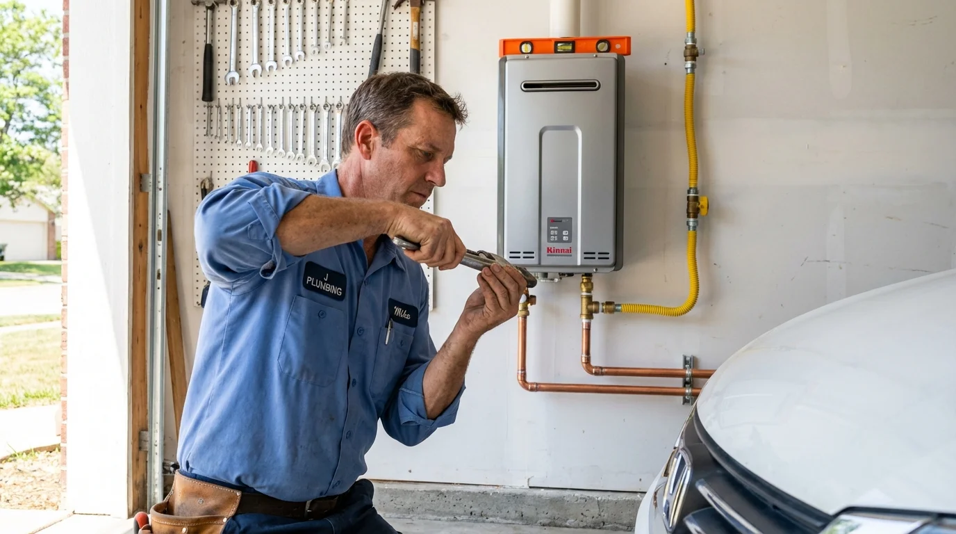 Tankless water heater installation by a Johns Plumbing LLC plumber in Chino